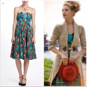 Anthropologie GIRLS FROM SAVOY Teal PAINTED DRESS 6